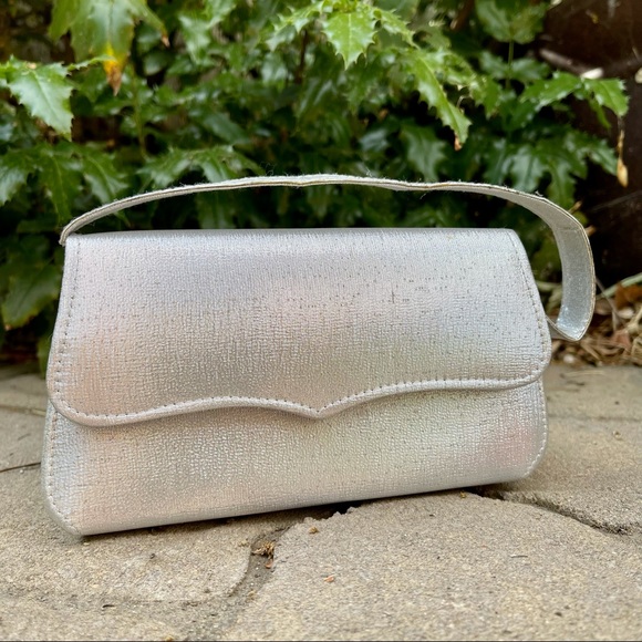 Handbags - Silver Shimmer Mini Handbag W/ Strap For Crossbody